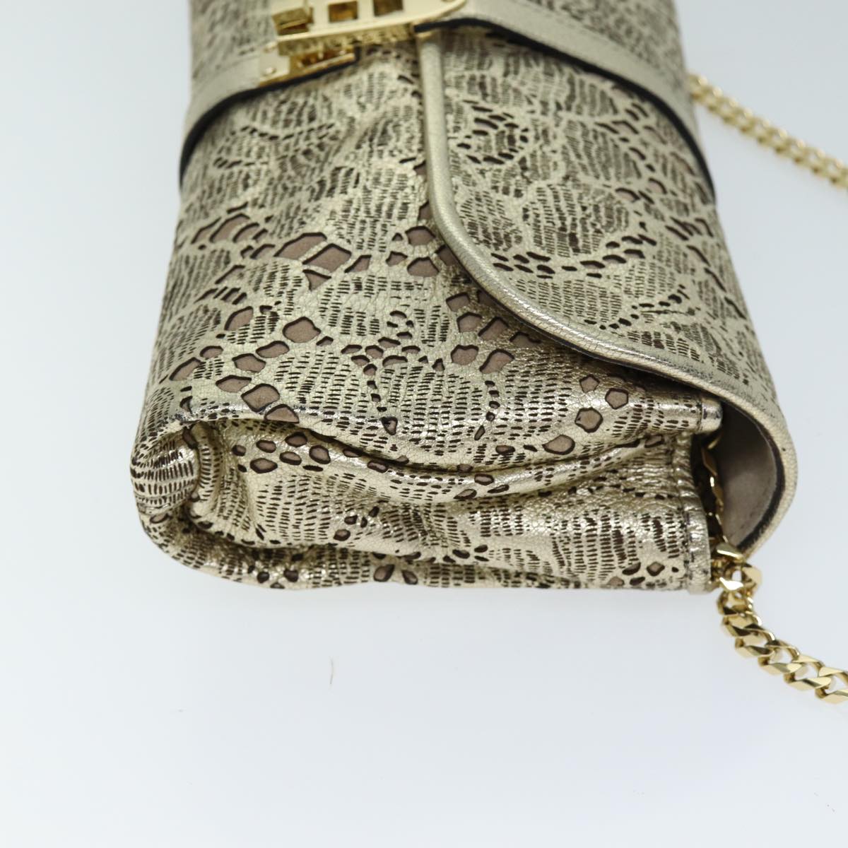 Burberry Chain Auth Leather Gold Shoulder Bag