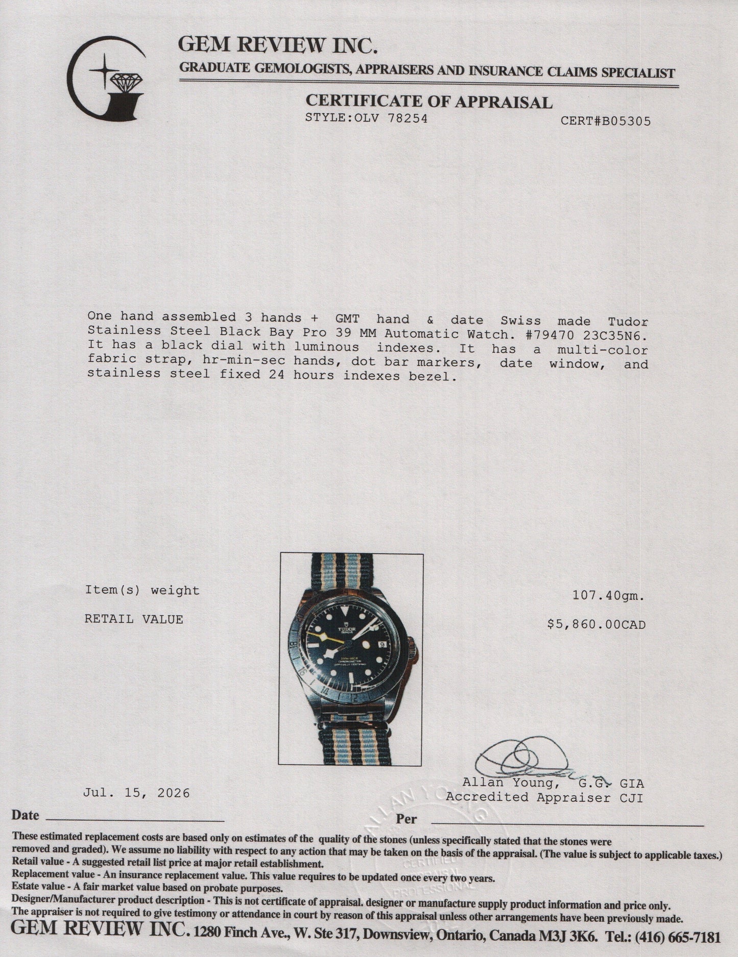 Tudor 2024 Stainless Steel Black Bay Pro 39 MM Automatic Watch Black Dial 79470 w/ Box & Papers