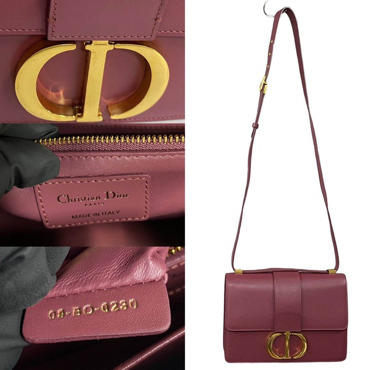 Dior Shoulder Bag leather wine-red 30 Montaigne Rovelle Bags
