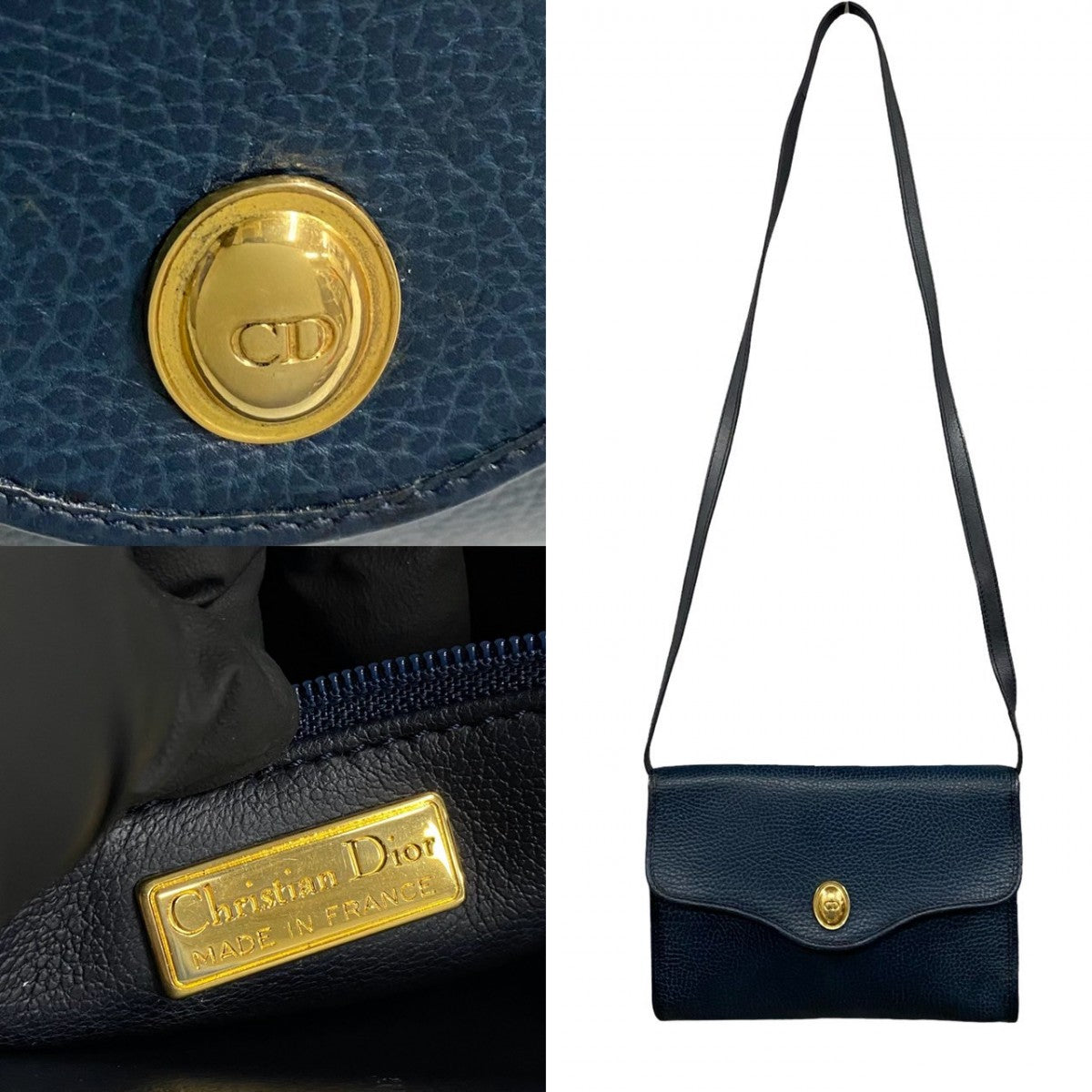 Dior Shoulder Bag leather Navy CD logo Women Rovelle Bags
