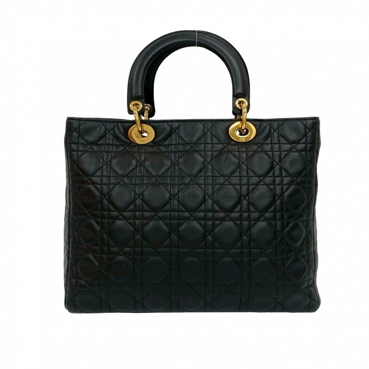 Dior Handbag leather black Lady Dior Rovelle Bags