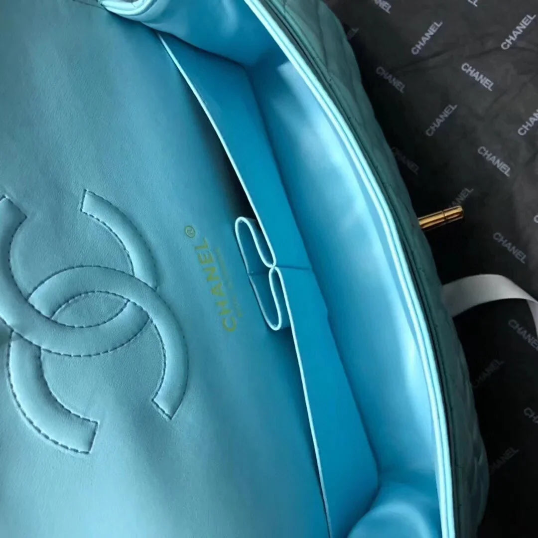 Chanel Classic Double Flap 25 Shoulder Bag Sky Blue