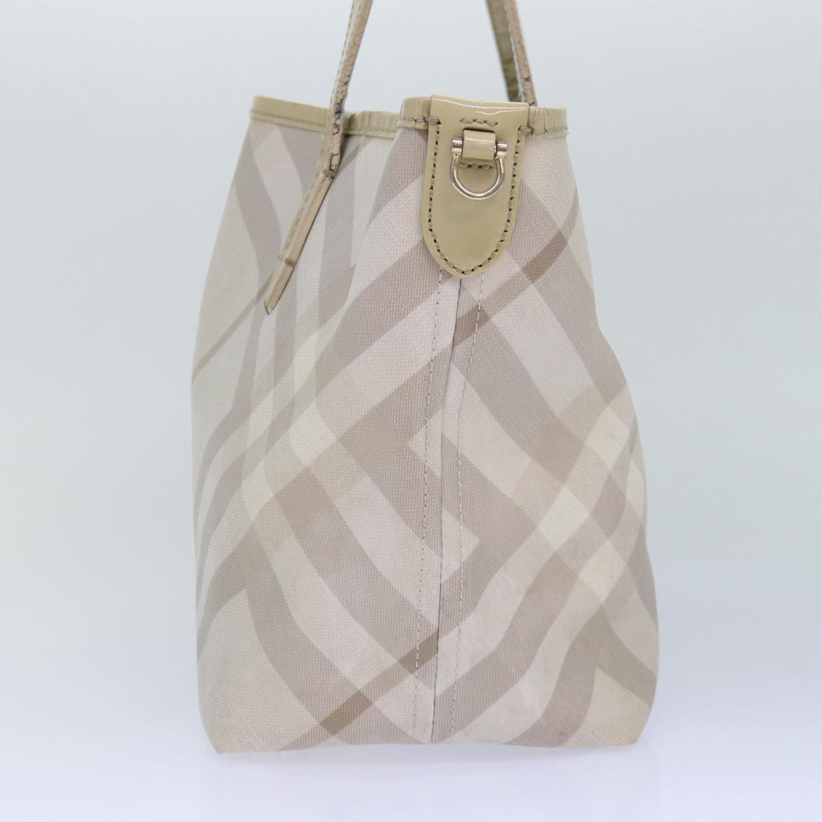 Burberry Nova Auth Leather White Tote Bag