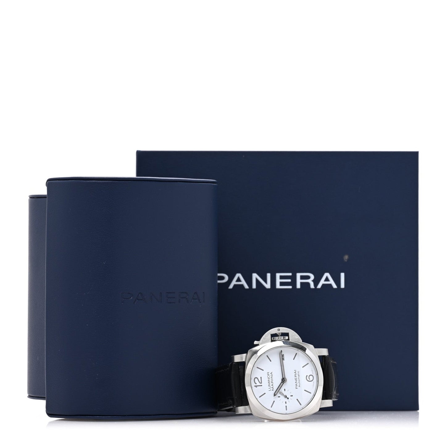 Stainless Steel Alligator 40mm Luminor Quaranta Automatic Watch White PAM01371