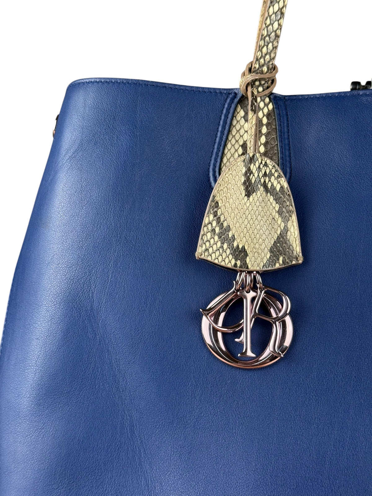 Christian Dior Python Trimmed Blue Addict Tote Rovelle Bags