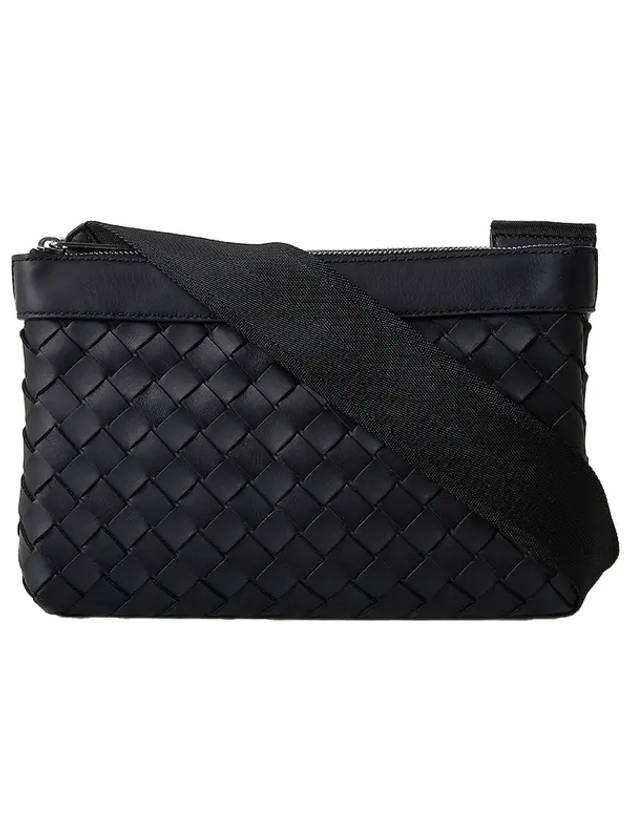 Luxury Bottega Veneta Intrecciato Classic Messenger Bag Black
