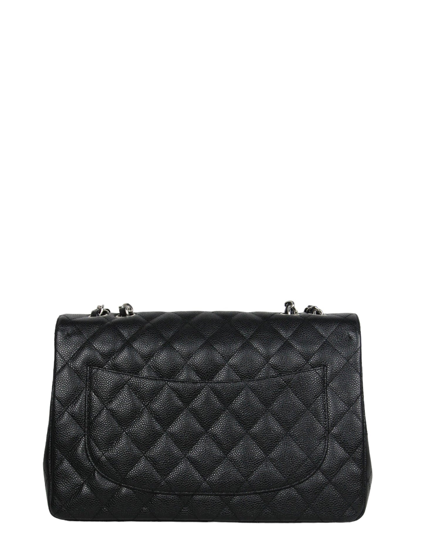 Chanel Black Caviar Leather Single Flap Jumbo Rovelle Bags
