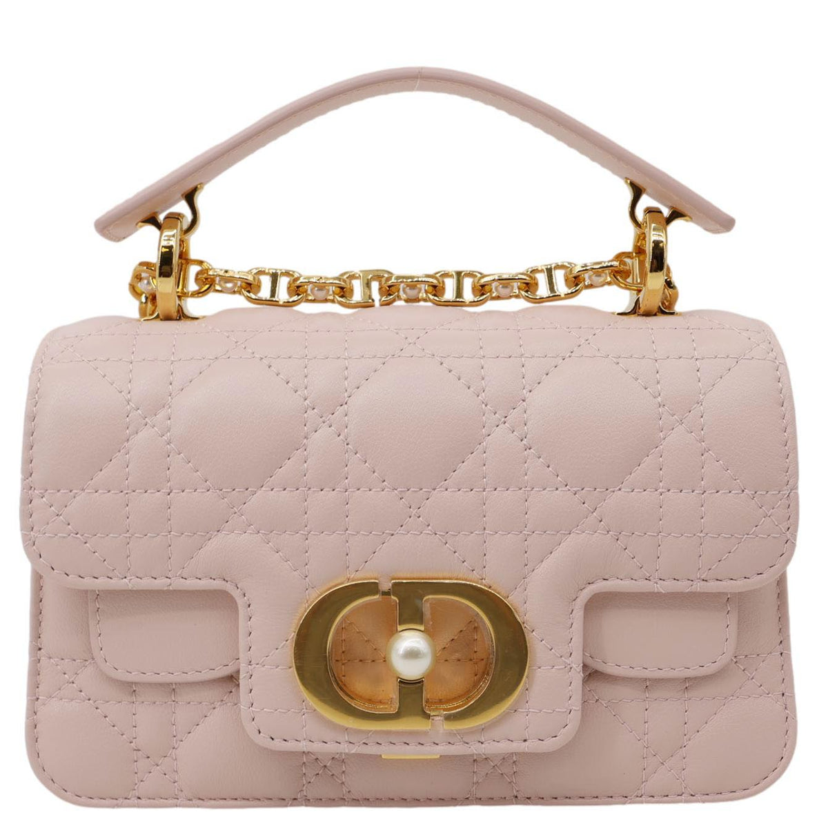 Christian Dior Jolie Cannage Calfskin Leather Top Handle Shoulder Bag Powder Pink Rovelle Bags