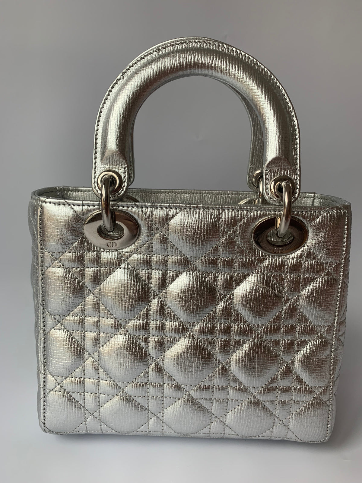 Lady Dior ABCdior Small Silver Cannage Lambskin Handbag Rovelle Bags