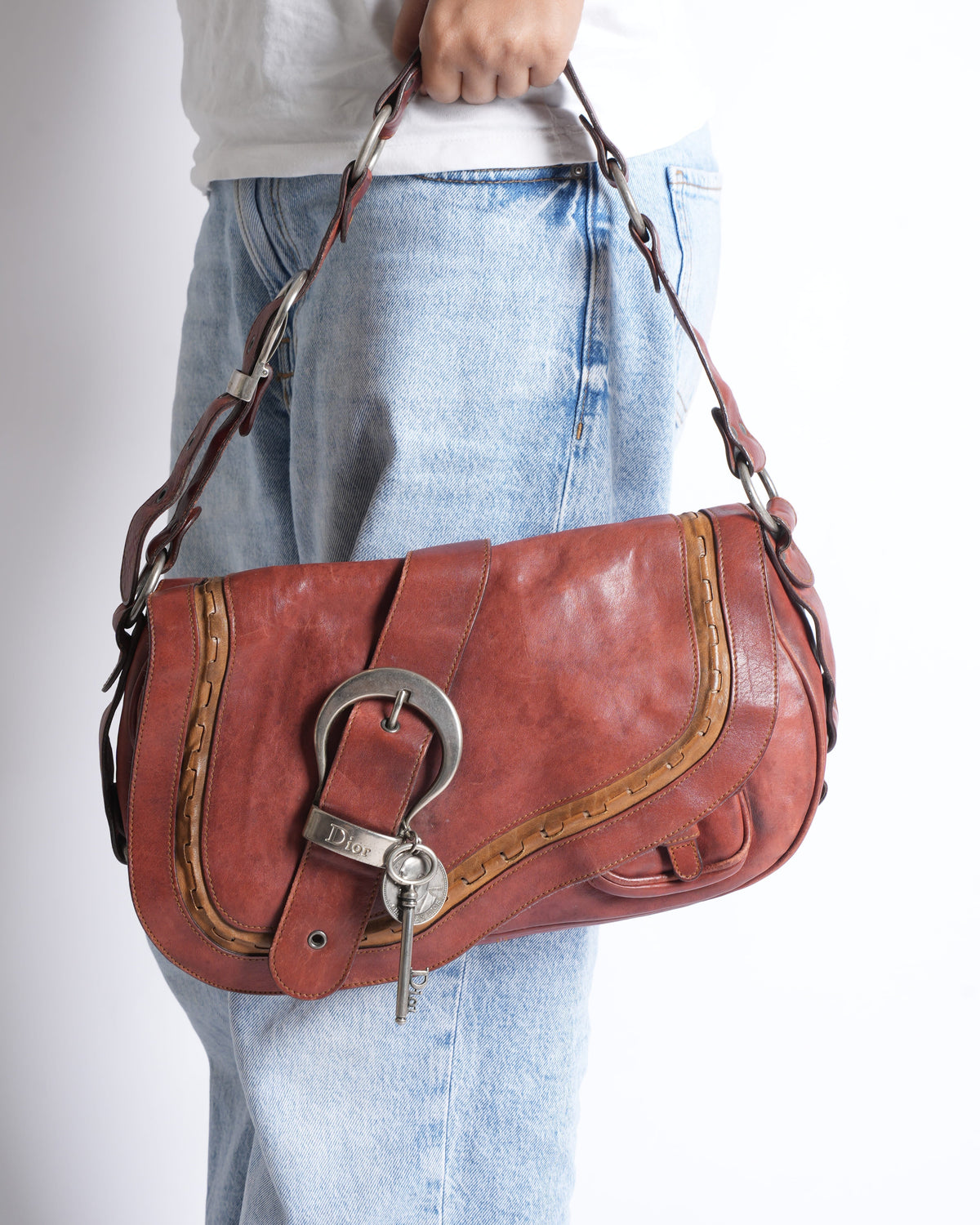 Rare Christian Dior Gaucho Saddle Bag In Rustic Red Rovelle Bags
