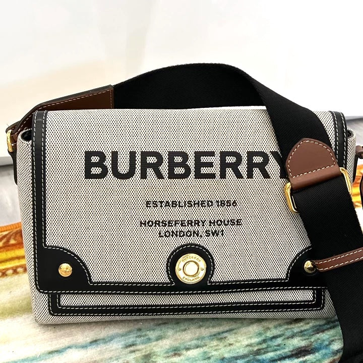 Burberry HORSEFERRY NOTE Canvas Black Crossbody Bag