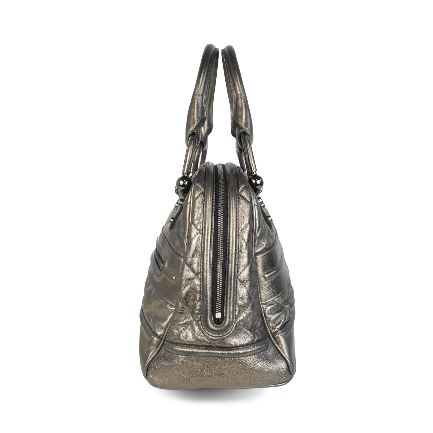 Burberry Metallic Bowler Leather Silver Tote Bag
