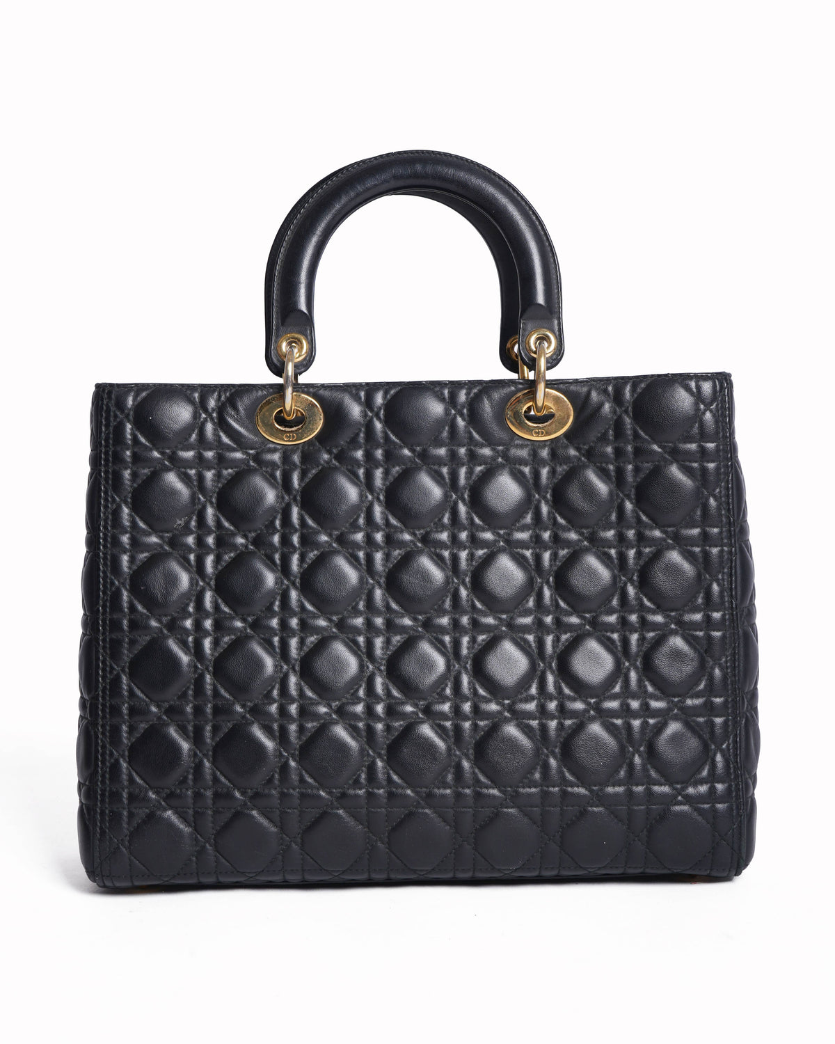 Christian Dior Large Lady Dior In Black Cannage Handbag Rovelle Bags
