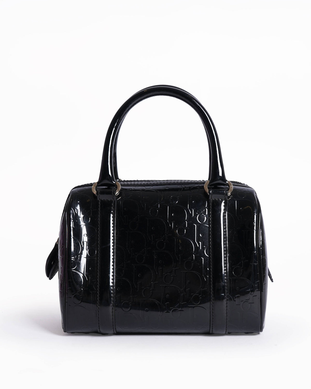 Christian Dior Boston Bag In Black Monogram Patent Leather Rovelle Bags