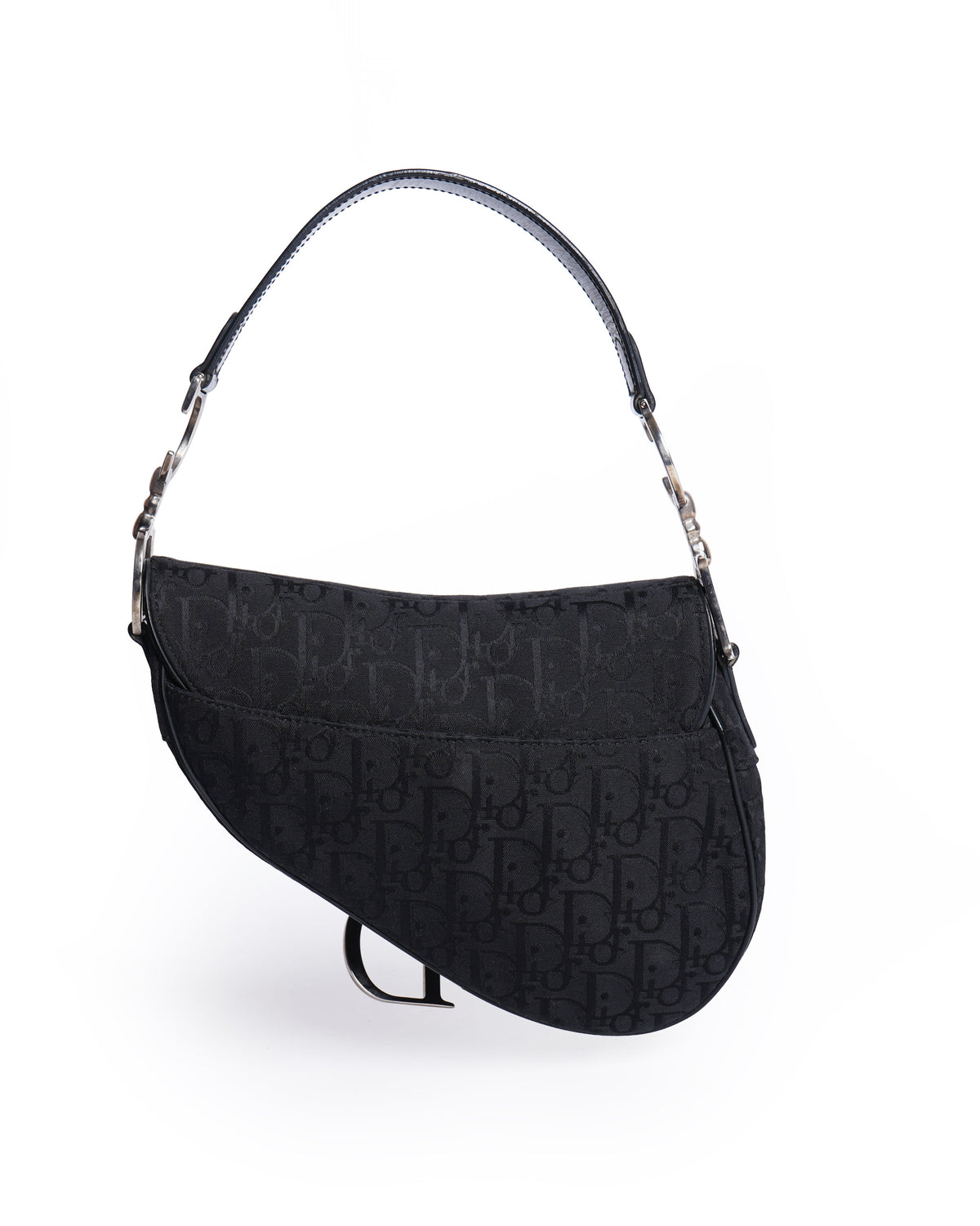 Christian Dior Saddle Bag In Black Signature Canvas Logo Rovelle Bags