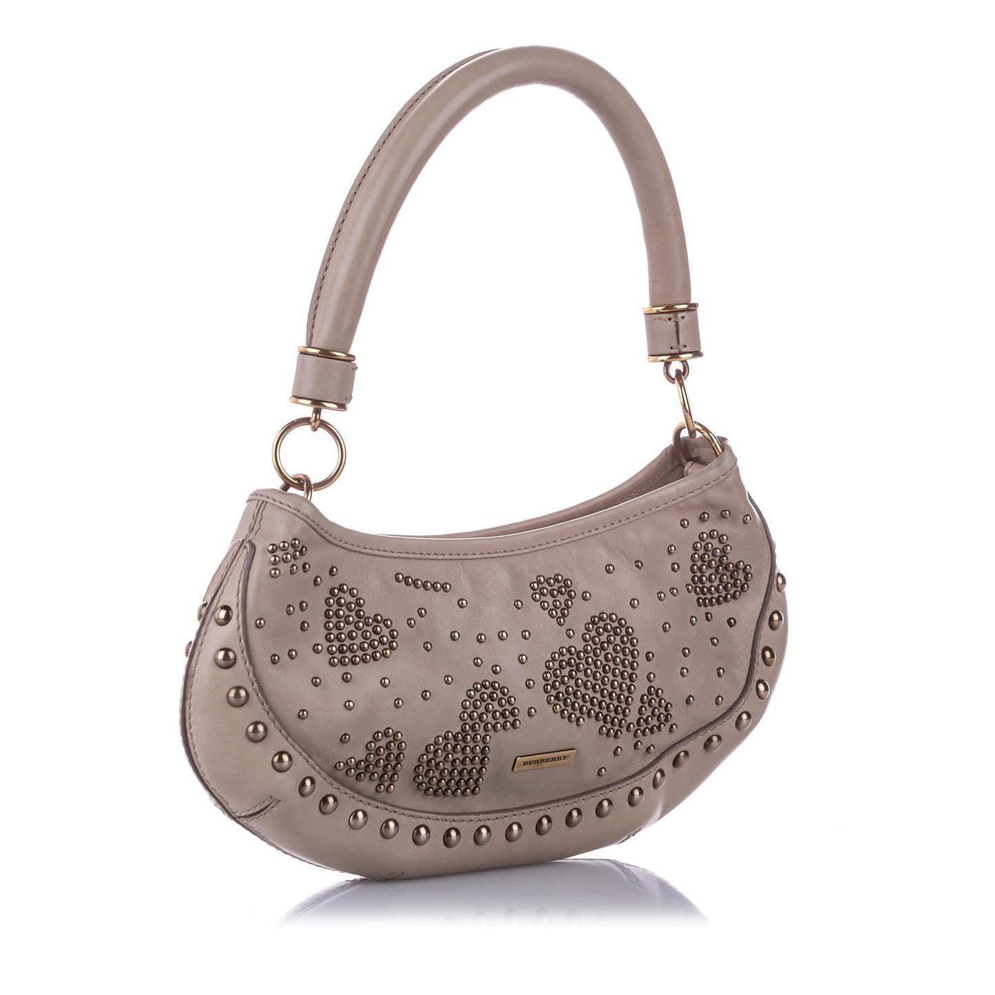Burberry Studded Leather Brown Shoulder Bag
