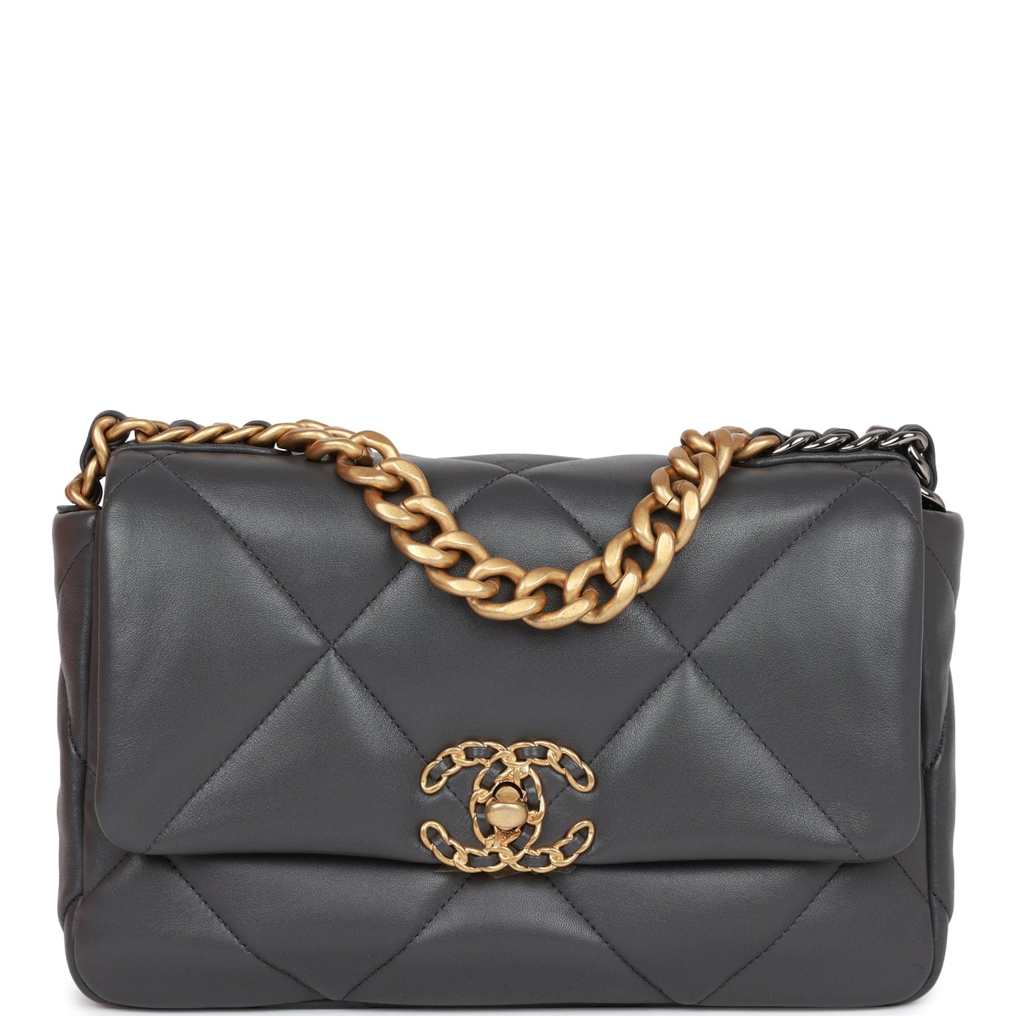 Chanel Medium 19 Flap Bag Grey Calfskin Mixed Hardware Rovelle Bags