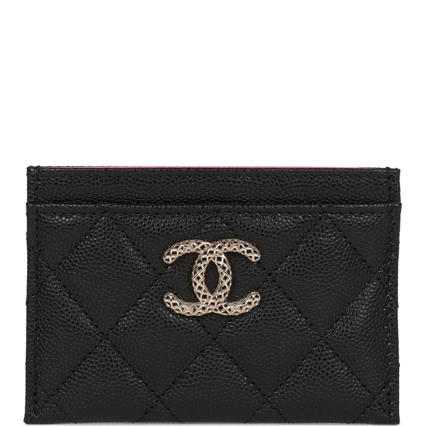 Chanel Card Holder Wallet Black Caviar Light Gold Hardware Rovelle Bags