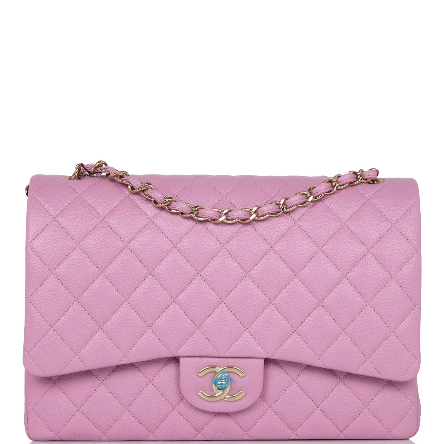Chanel Maxi Classic Double Flap Bag Dark Pink Caviar Light Gold Hardware Rovelle Bags