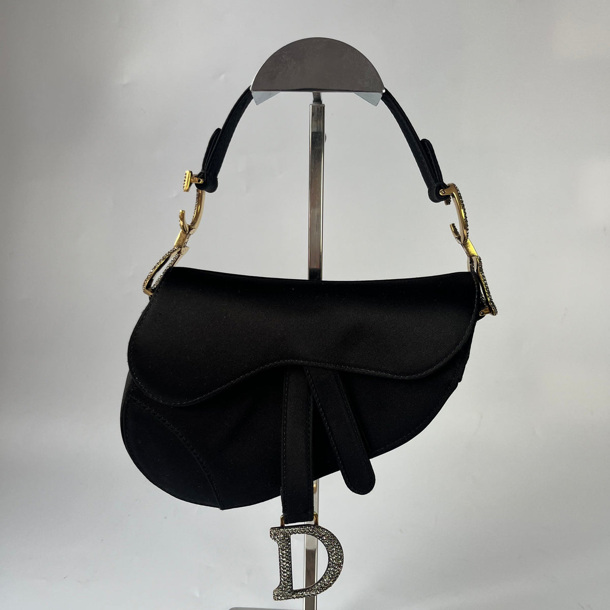 Dior Saddle Mini Silk Handbag Black with crystals Rovelle Bags