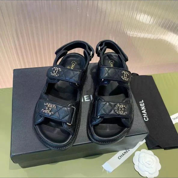 Chanel Black Caviar Dad Sandal