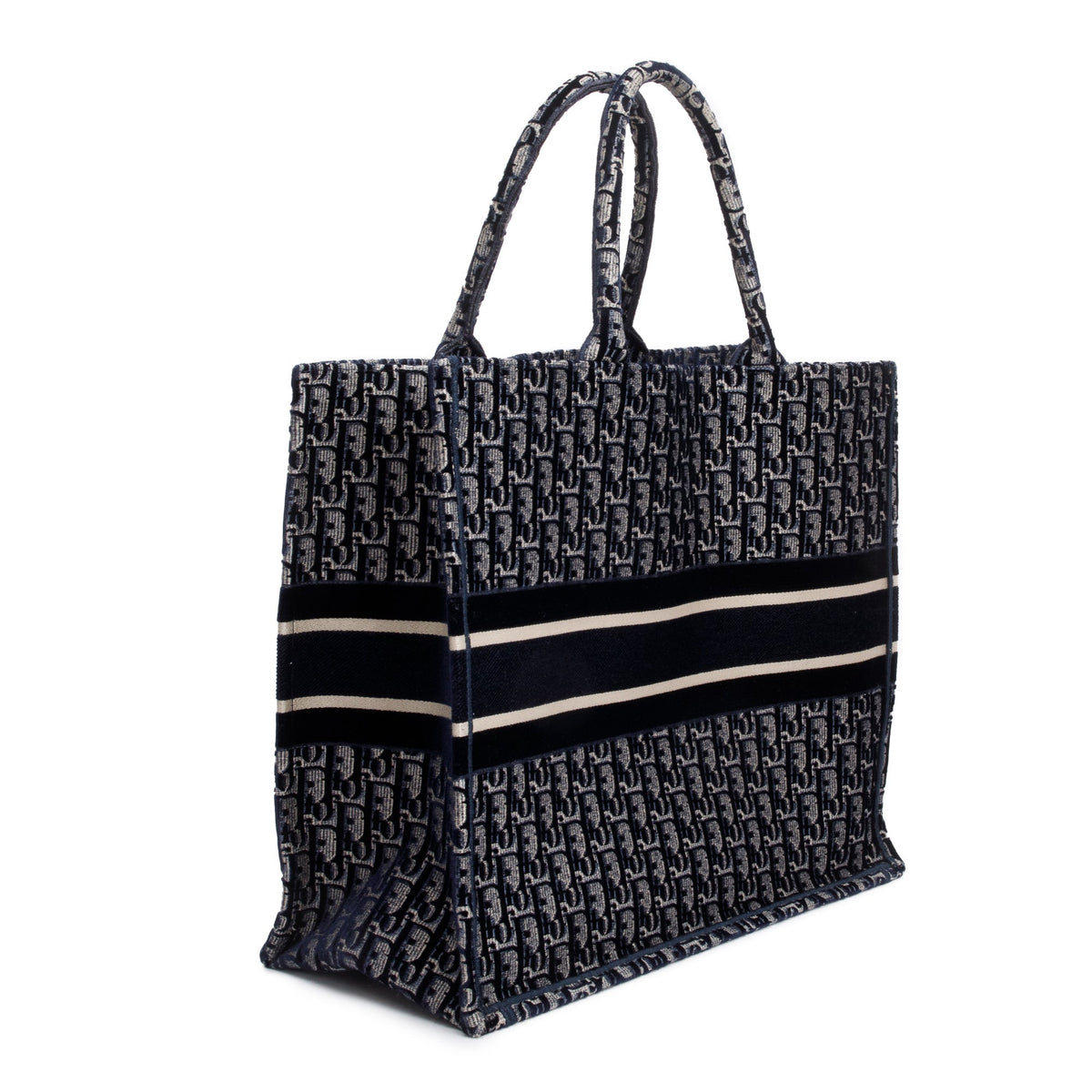 Christian Dior 2020 Ecru and Blue Dior Oblique Embroidery Large Book Tote Rovelle Bags