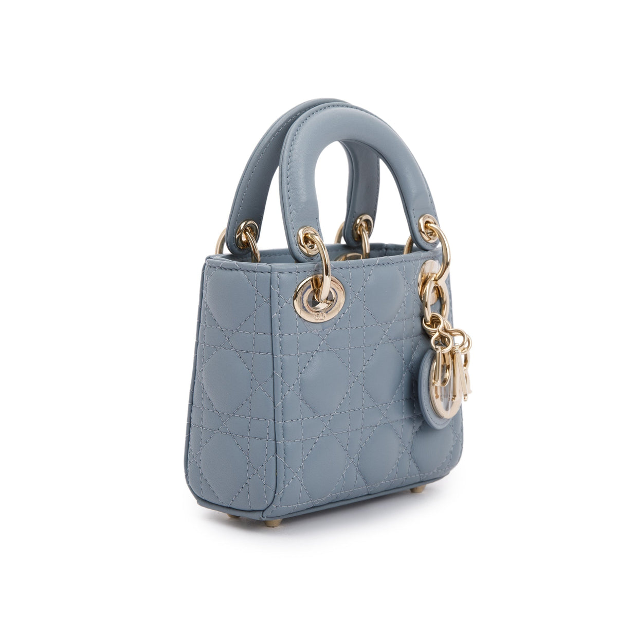 Christian Dior 2022 Blue Cannage Lambskin Leather Micro Lady Dior Bag Rovelle Bags