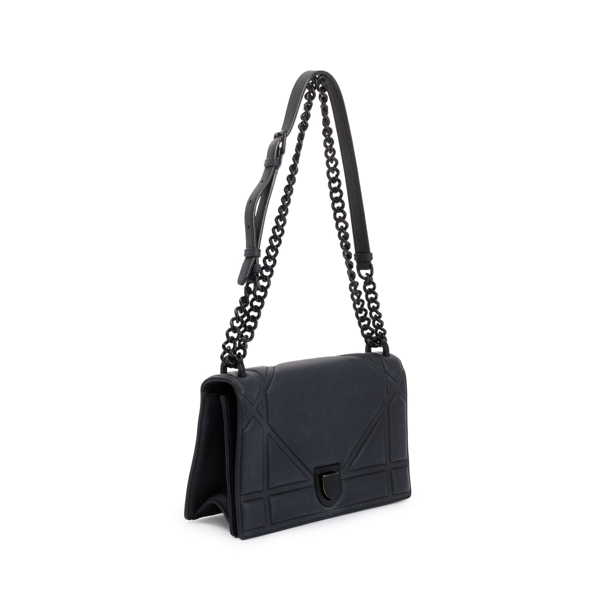 Christian Dior Black Ultramatte Calfskin Leather Medium Diorama Flap Bag Rovelle Bags