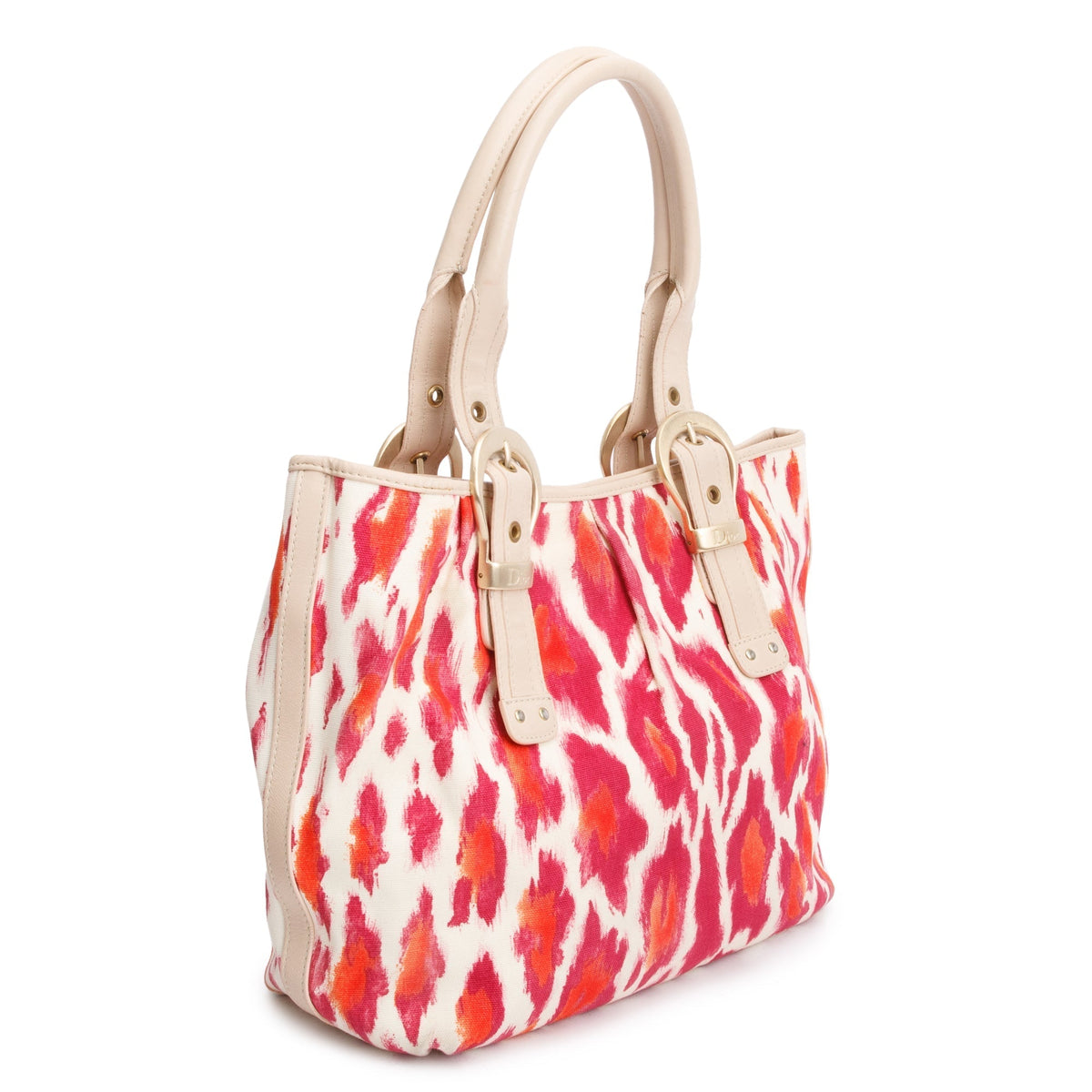Christian Dior Pink Multicolor Printed Canvas Buckle Tote Bag Rovelle Bags