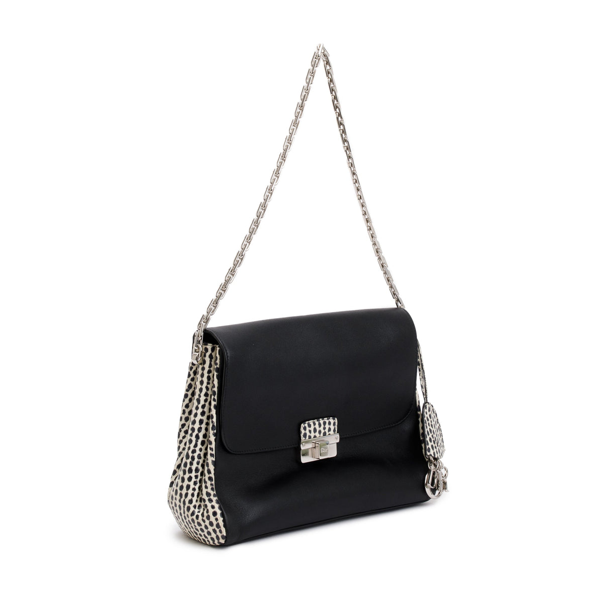 Christian Dior Python-Trimmed Black Calfskin Leather Large Diorling Bag Rovelle Bags
