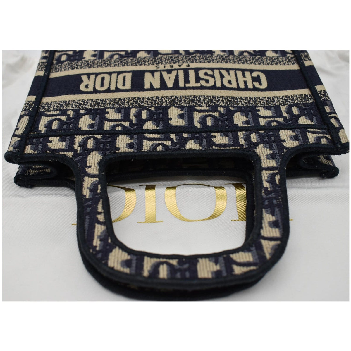 CHRISTIAN DIOR Mini Dior Book Oblique Embroidery Tote Bag Blue Rovelle Bags