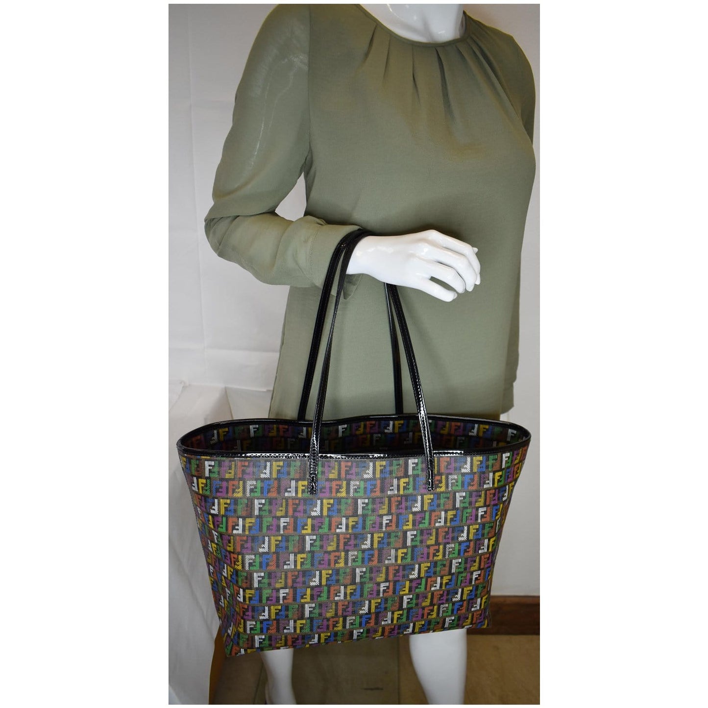 Fendi Roll Canvas Red Tote Bag Style 4 Rovelle Bags