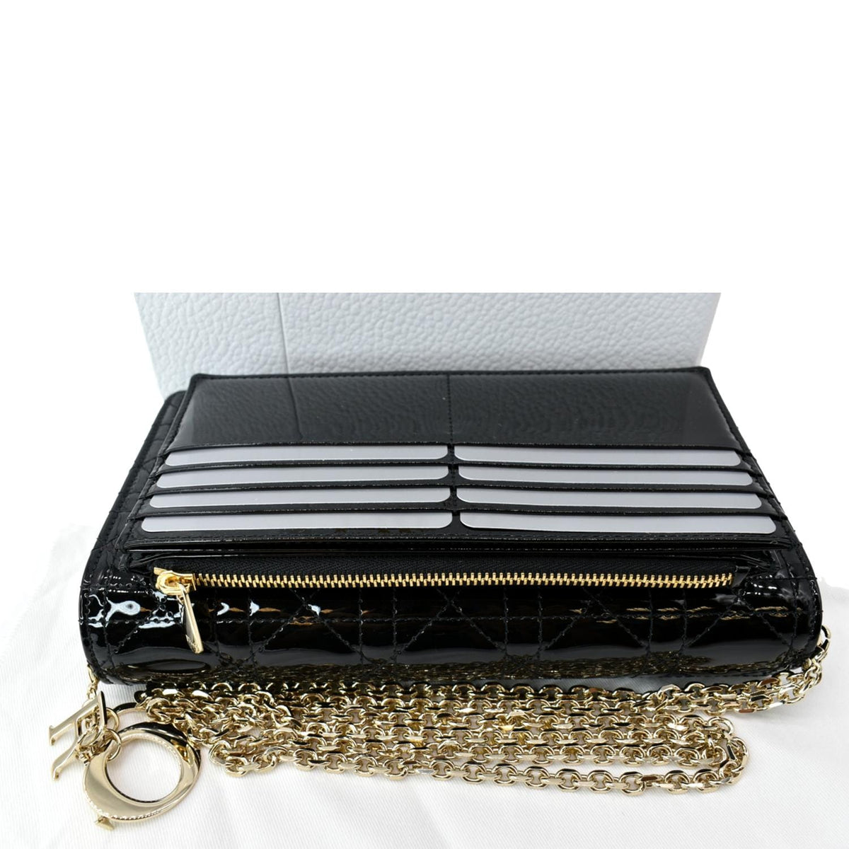 CHRISTIAN DIOR The Lady Dior Leather Chain Pouch Bag Black Rovelle Bags