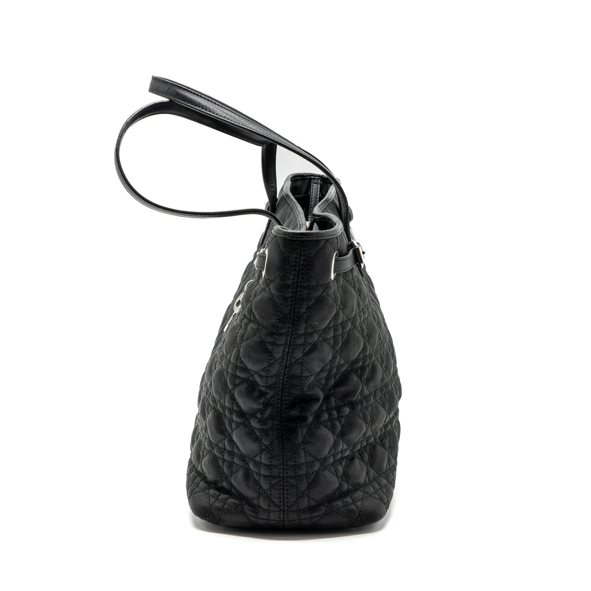 Dior Shopping Tote Purse Fabric/Leather Black Rovelle Bags