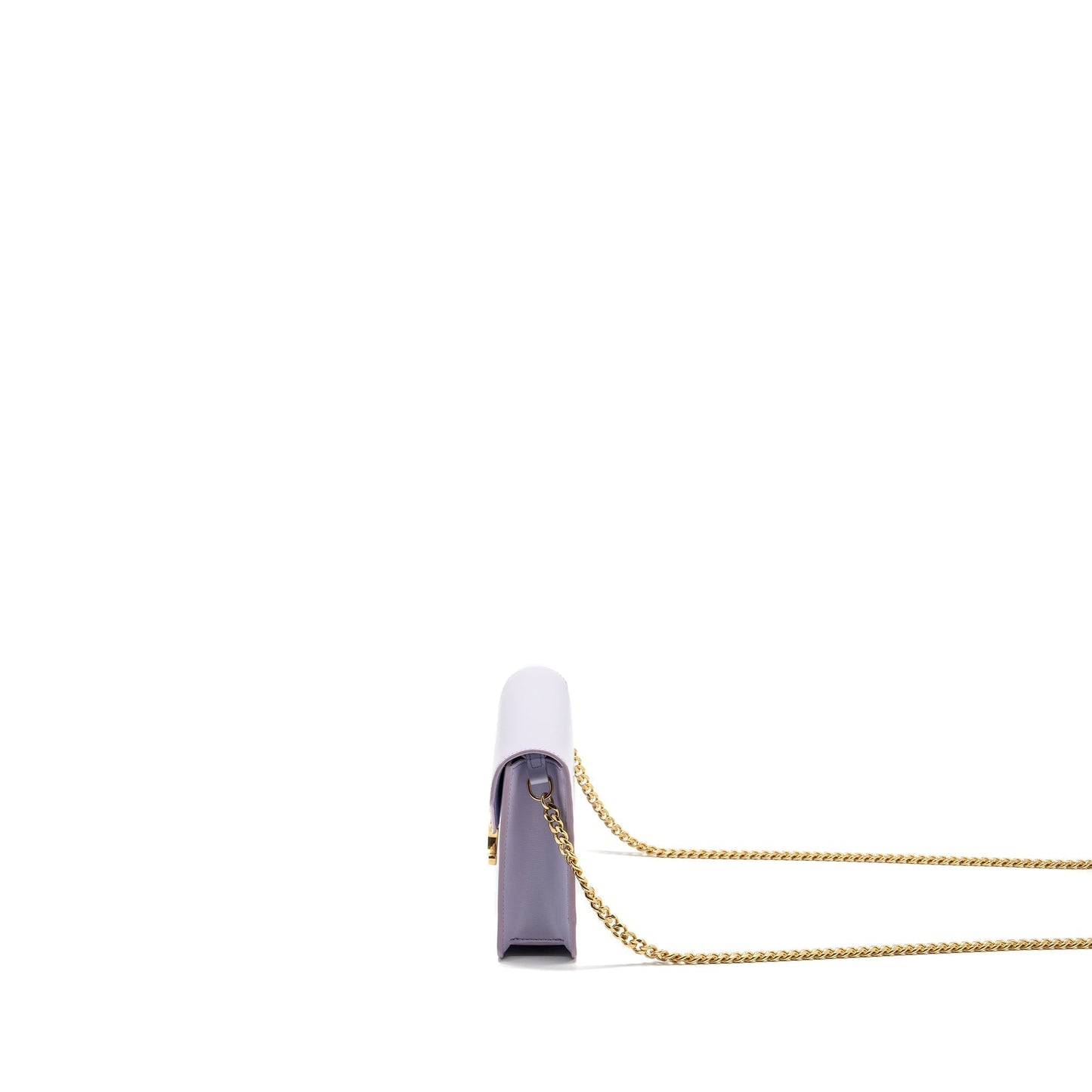 Luxury CELINE Triomphe Wallet on Chain Margo Shiny Calfskin Light Lavender