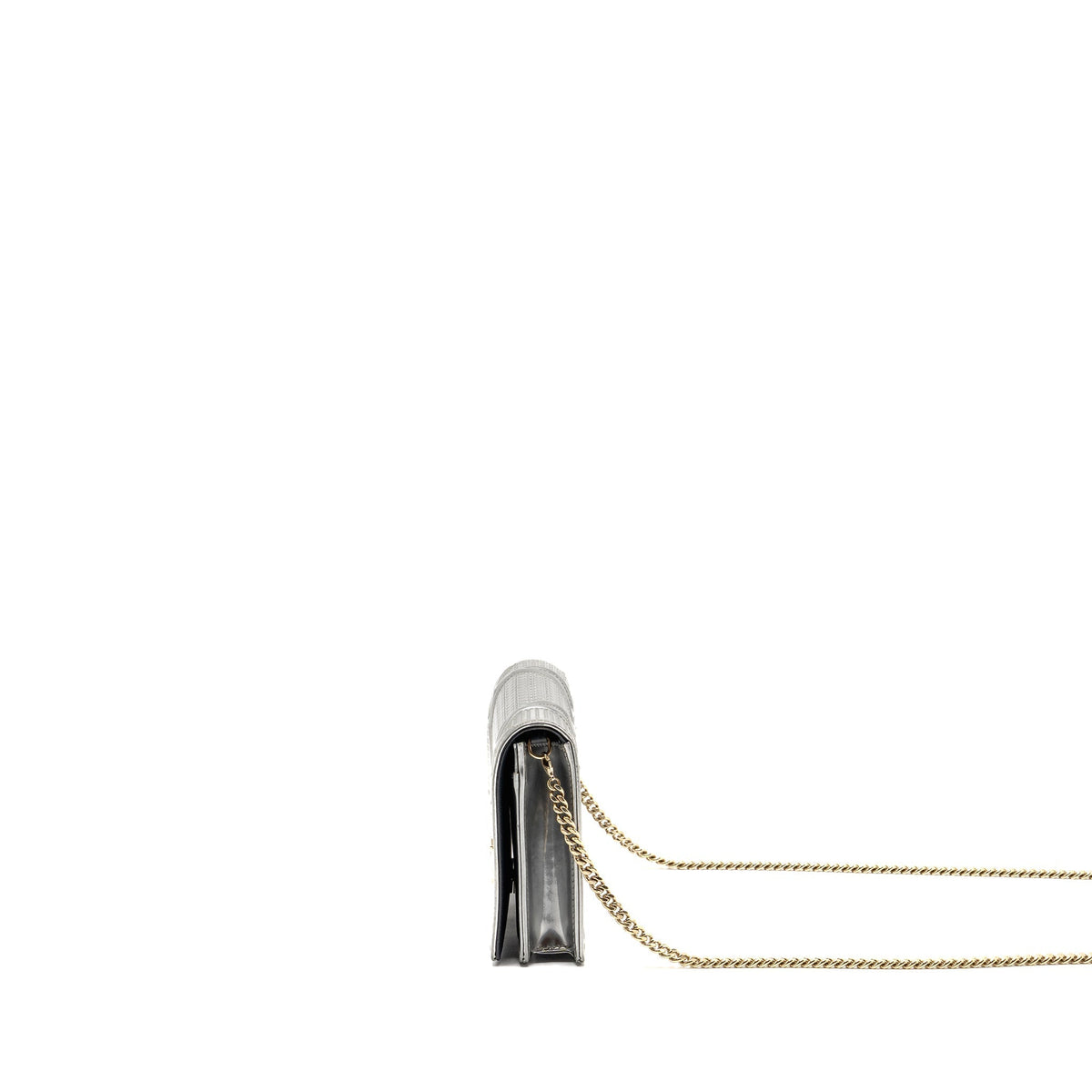 Dior Diorama Wallet on Chain Metallic Patent Silver Rovelle Bags