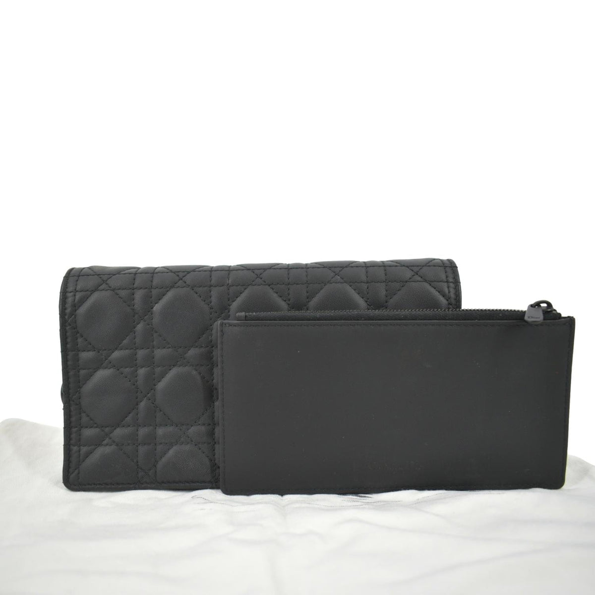 CHRISTIAN DIOR Lady Dior Cannage Leather Crossbody Chain wallet Black Rovelle Bags