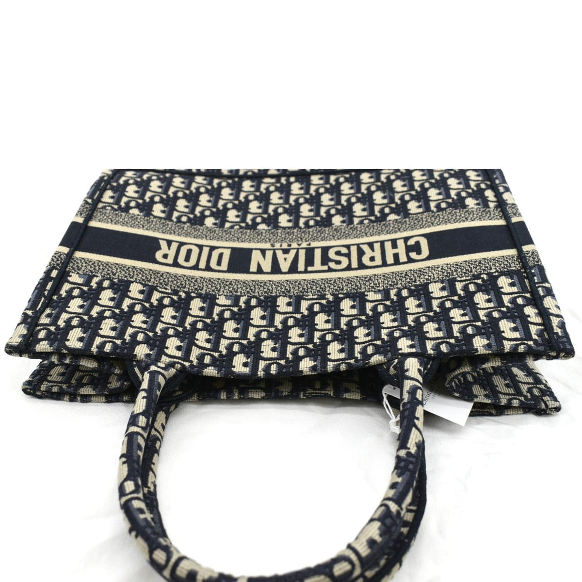 CHRISTIAN DIOR Book Small Oblique Embroidery Tote Bag Blue Rovelle Bags