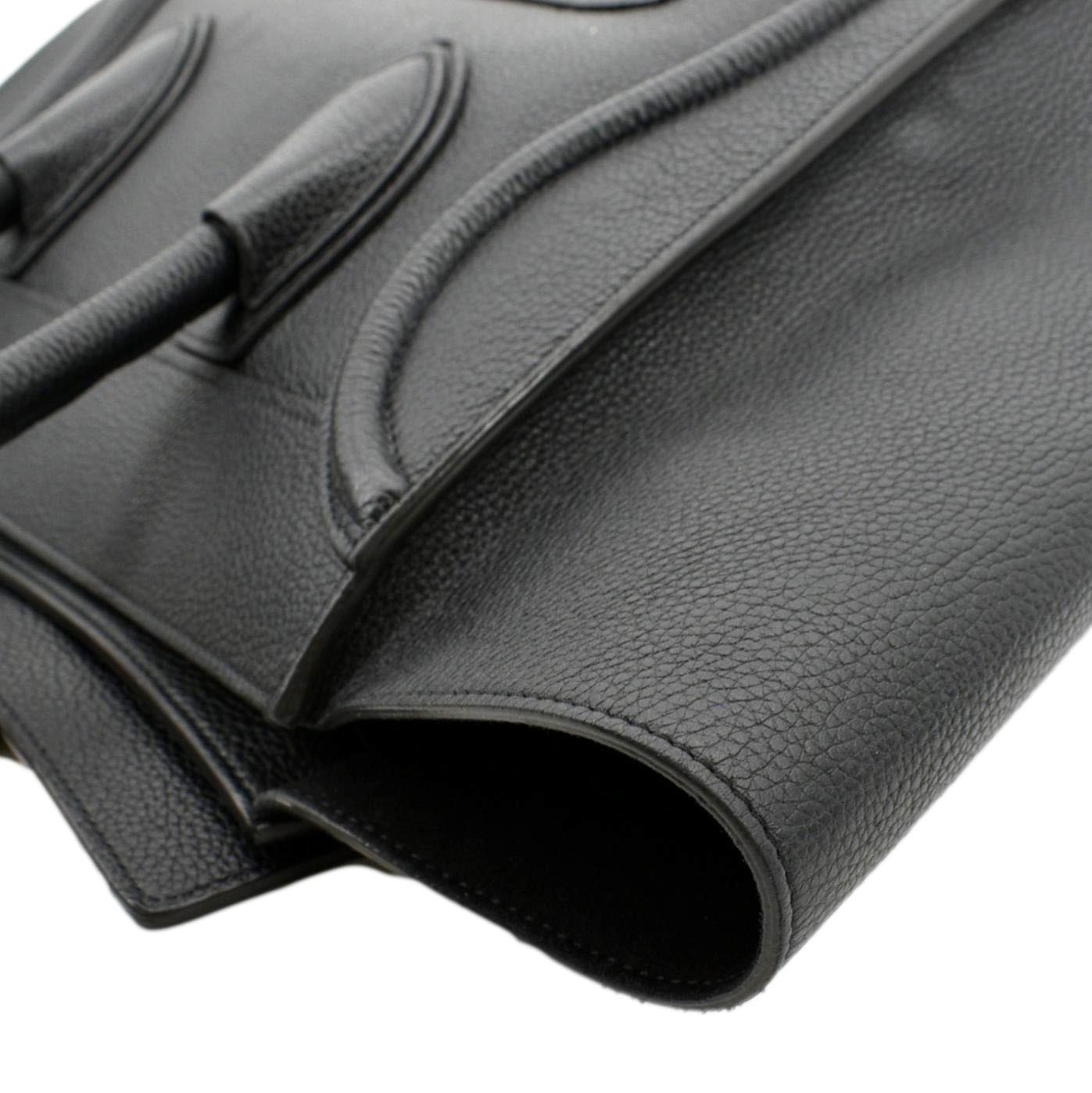 CELINE Drummed Mini Luggage Calfskin Leather Tote Bag Black