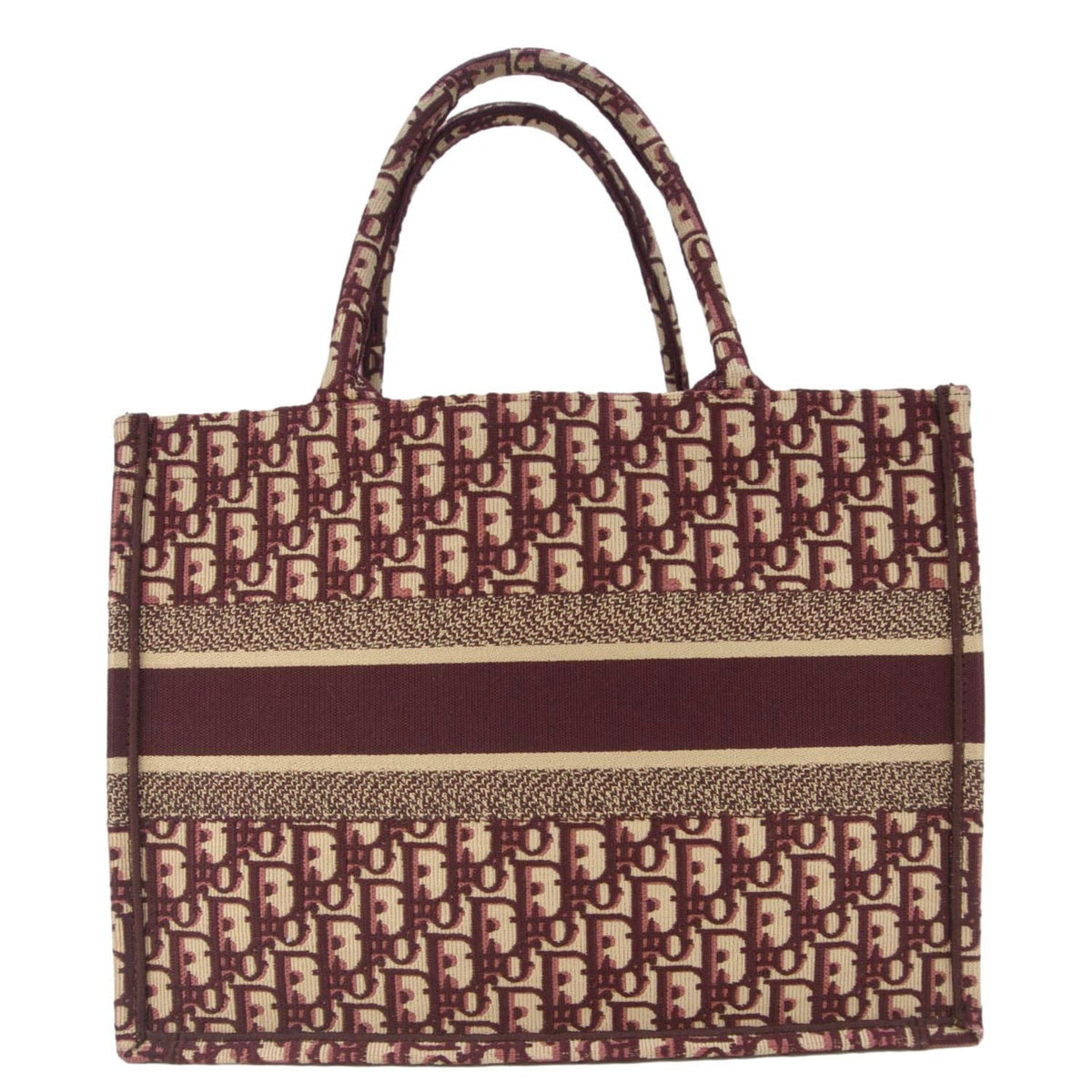Christian Dior Book Medium Oblique Embroidery Tote Bag Burgundy Rovelle Bags