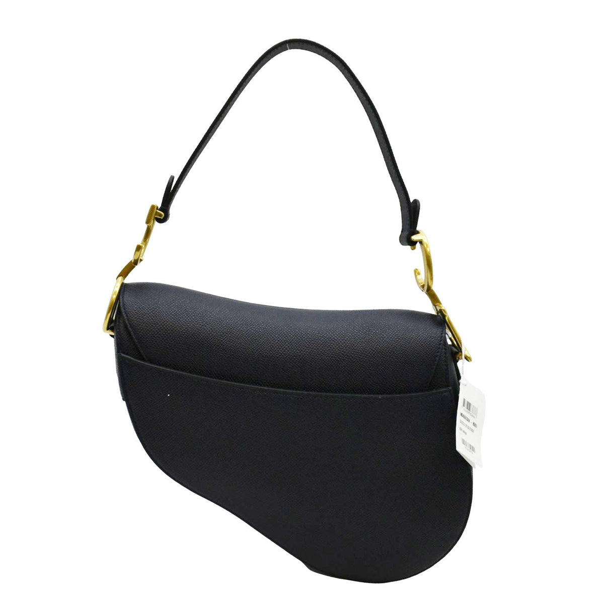 CHRISTIAN DIOR Saddle Grained Calfskin Leather Satchel Shoulder Bag Navy Blue Rovelle Bags