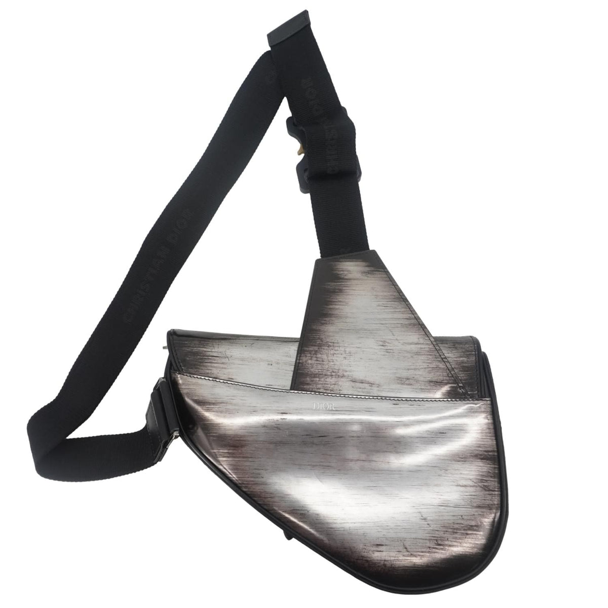 Christian Dior Saddle Leather Crossbody Bag Silver Rovelle Bags