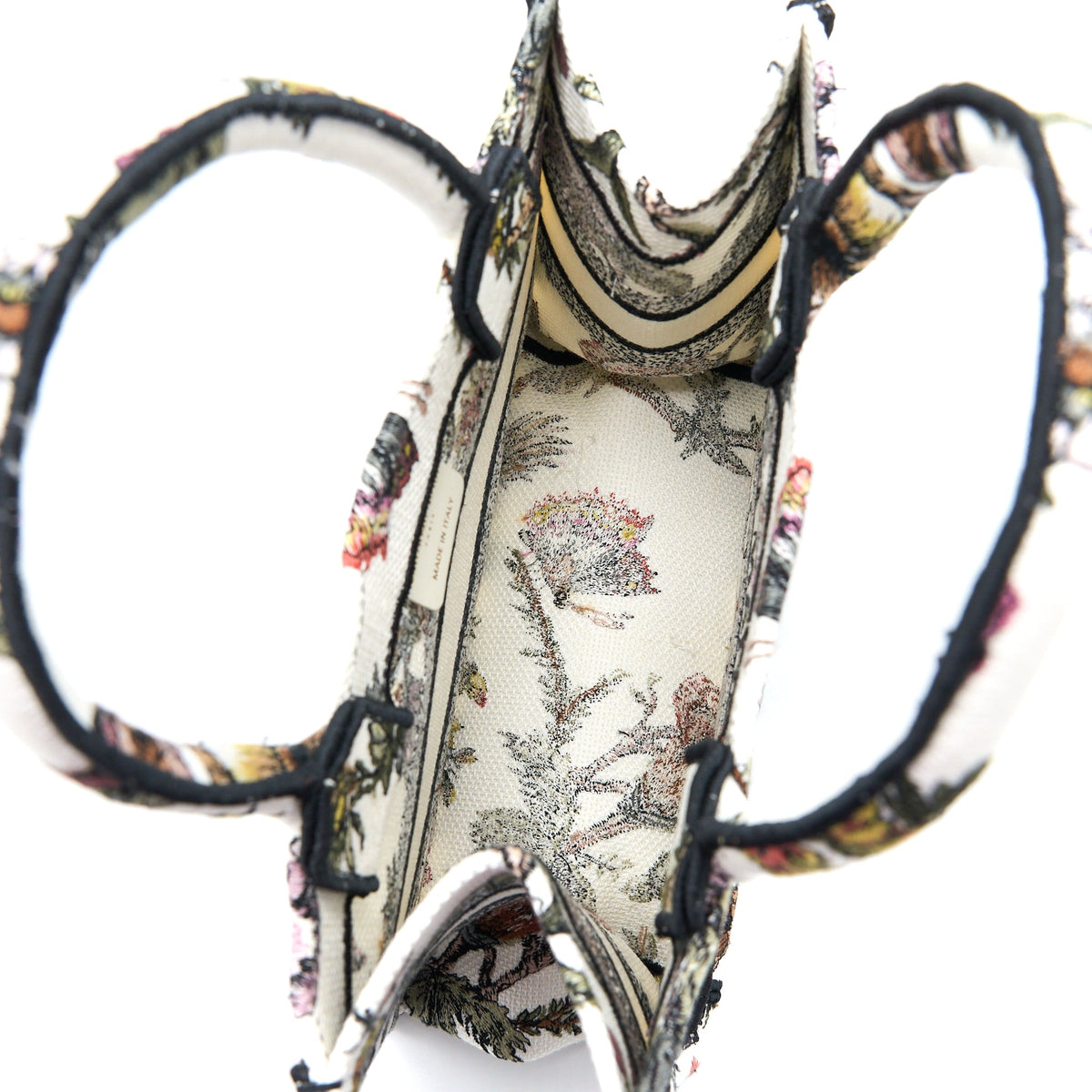 Dior Small Book Tote Dior Petites Fleurs Embroidery Canvas White Multicolour Rovelle Bags