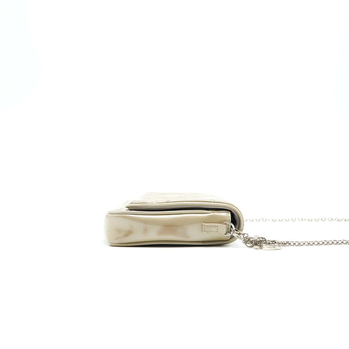 Dior Patent leather Wallet on Chain Light Grey Rovelle Bags