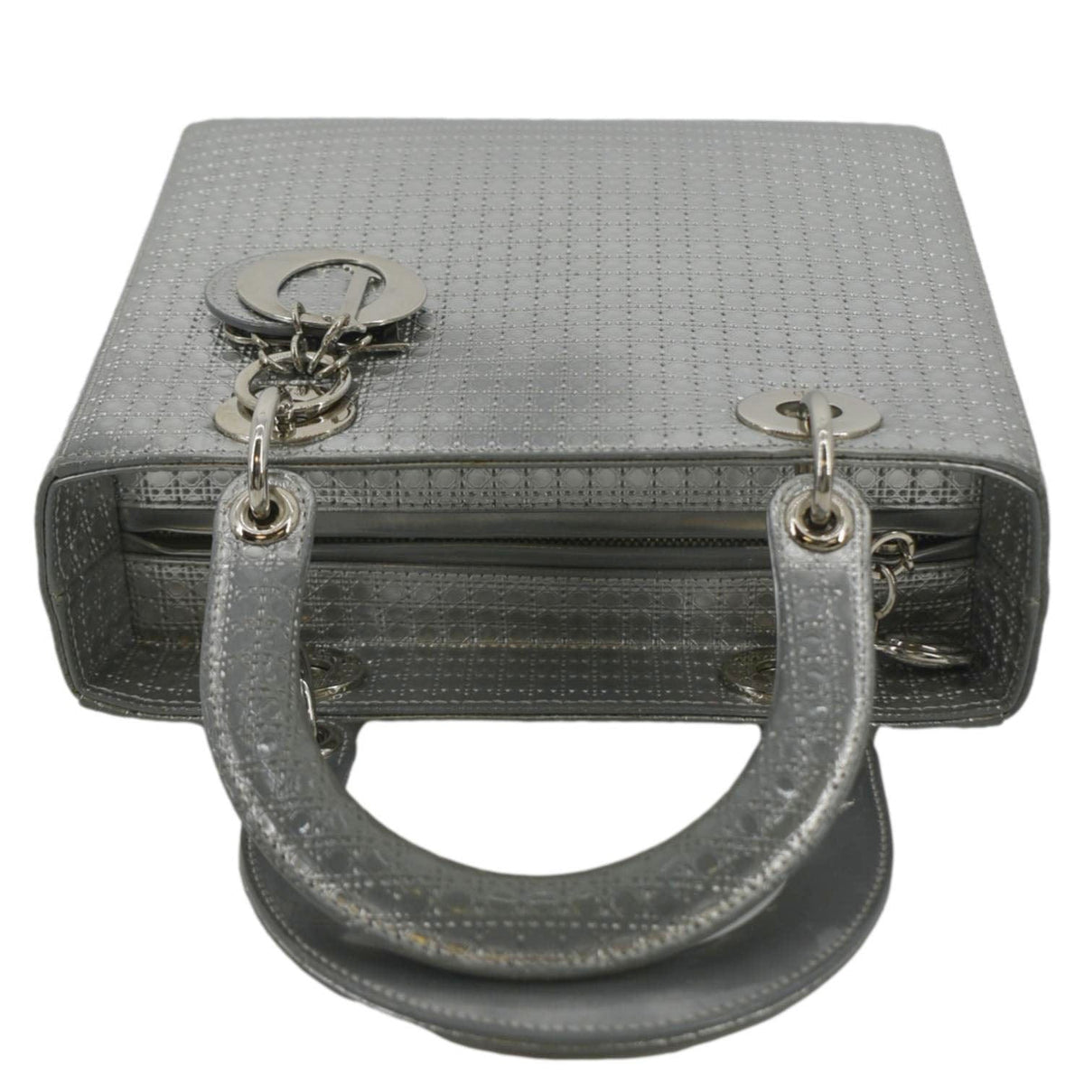 CHRISTIAN DIOR Lady Dior Micro Cannage Leather Shoulder Bag Metallic Rovelle Bags