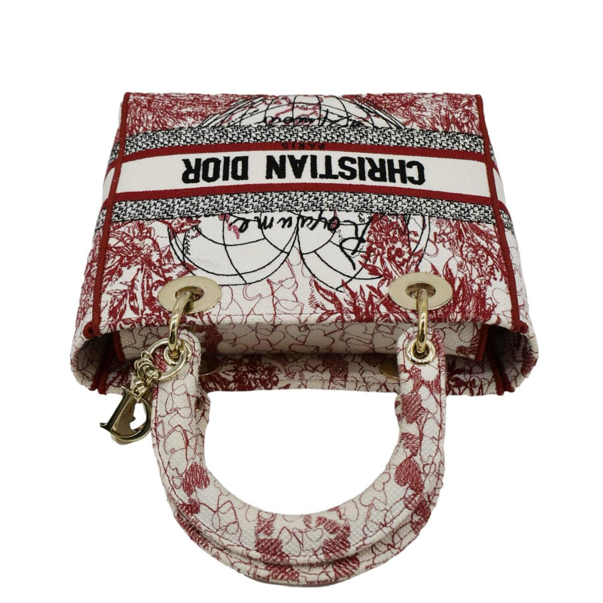 CHRISTIAN DIOR Lady D-Lite Medium Diormour D-Royaume dAmour Motif Canvas Crossbody Bag Multicolor Rovelle Bags