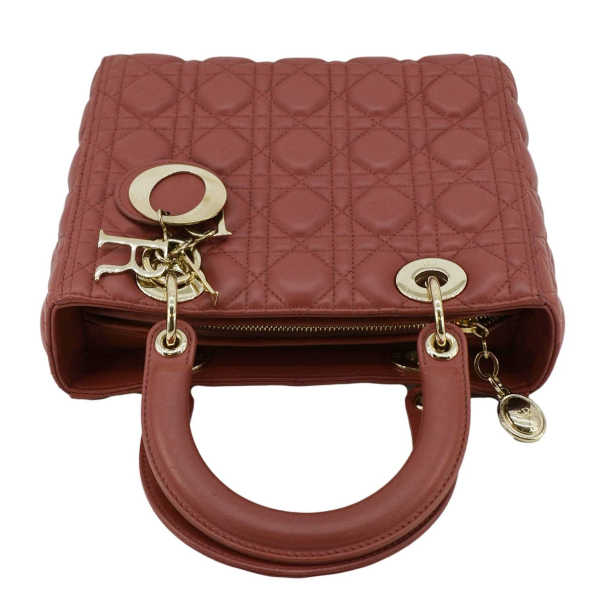 CHRISTIAN DIOR Lady Dior Medium Cannage Leather Shoulder Bag Red Rovelle Bags