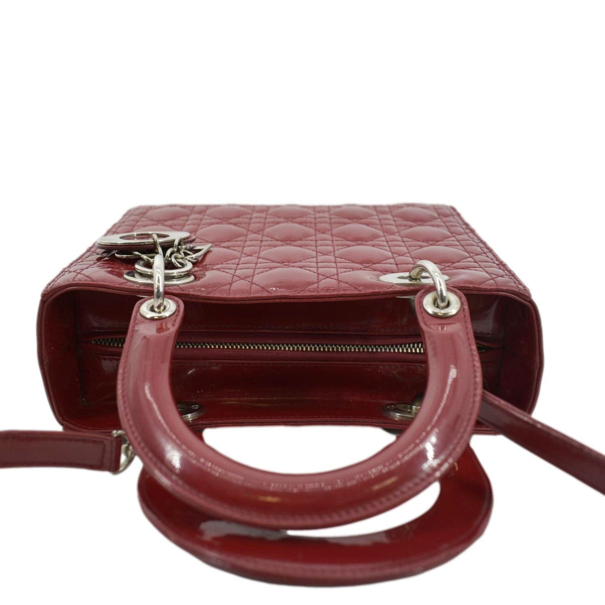CHRISTIAN DIOR Medium Lady Dior Leather Shoulder Bag Red Rovelle Bags