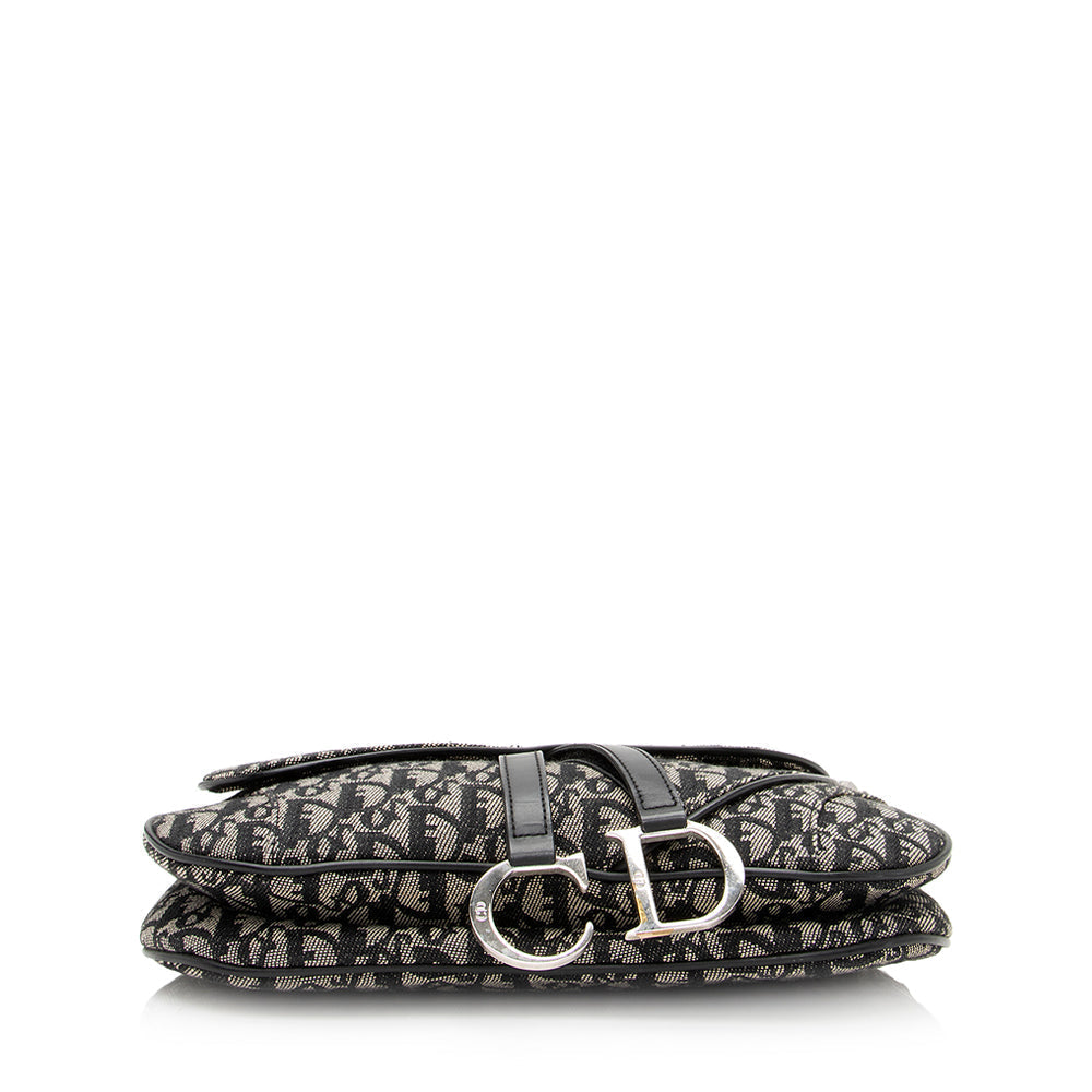Dior Canvas Logo Double Saddle Shoulder Bag (SHF-21000) Rovelle Bags