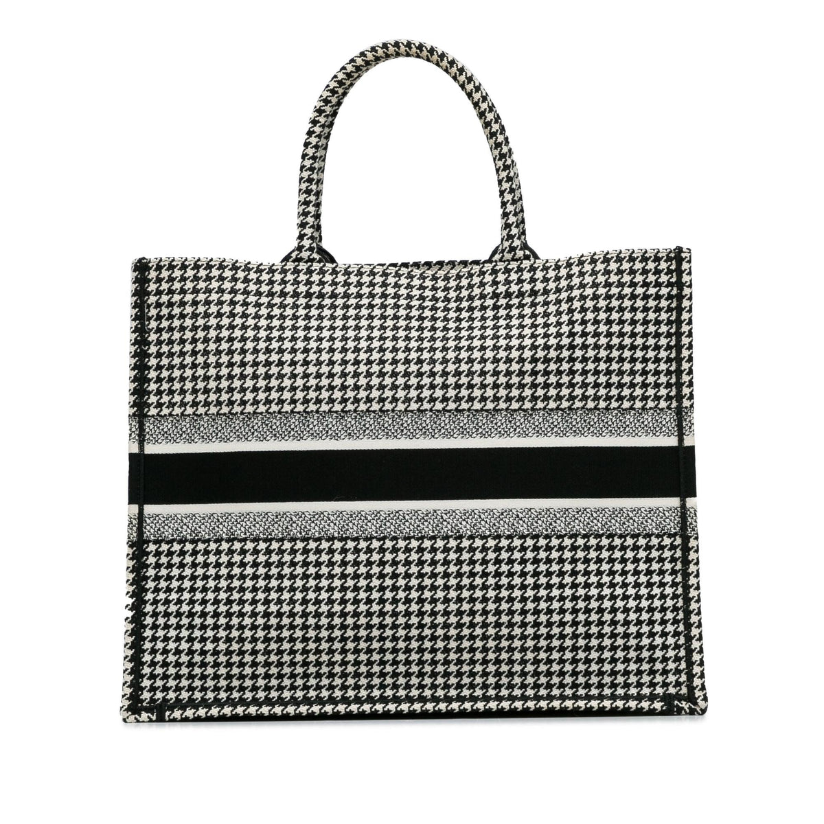 Dior Large Canvas Houndstooth Embroidered Book Tote Rovelle Bags